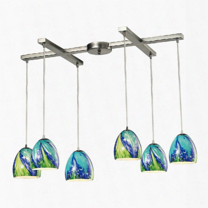 31445/6tb Colorwave Collection 6 Light Chandelier In Satin