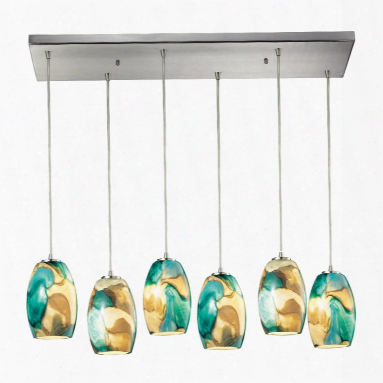 31539/6rc-cg Surrael Collection 6 Light Chandelier In Satin