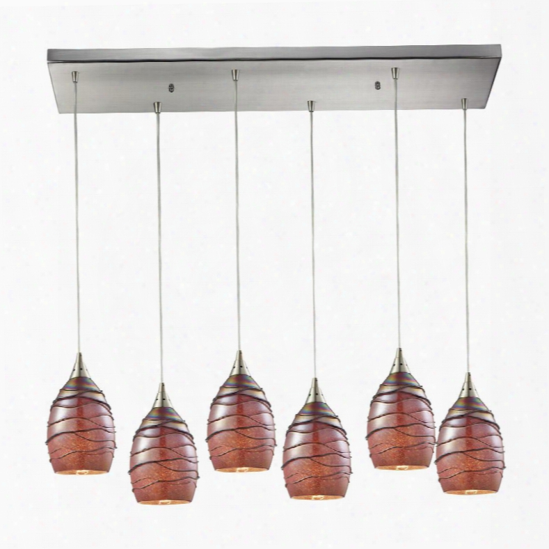 31668/6rc Vines 6 Light Pendant In Satin