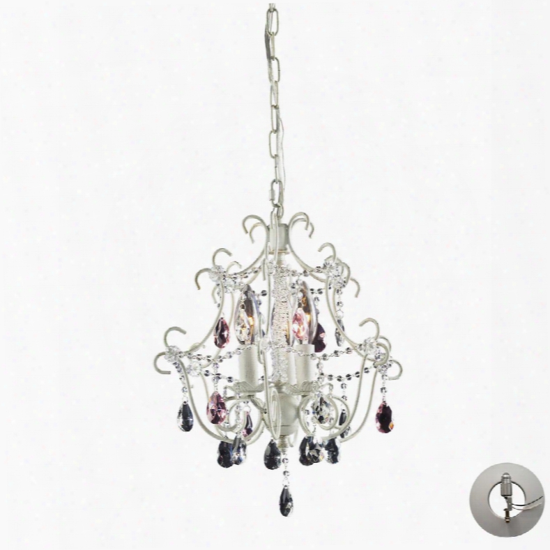 4041/3-la 3 Light Chandelier In Antique White With Adapter