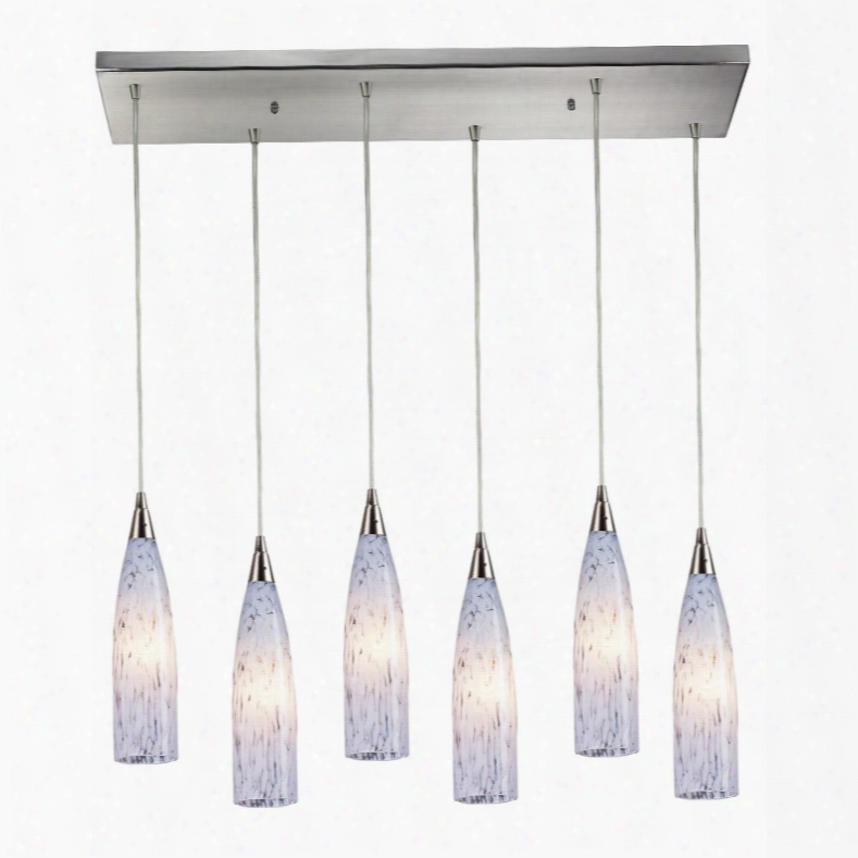 501-6rc-sw Lungo 6 Light Pendant In Satin