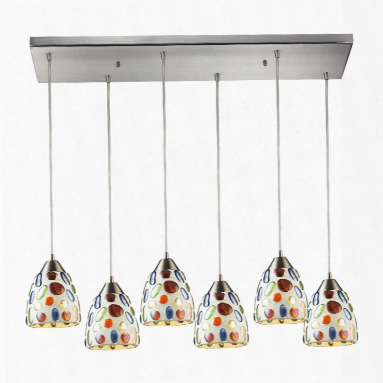 542-6rc Gemstones 6 Light Pendant In Satin