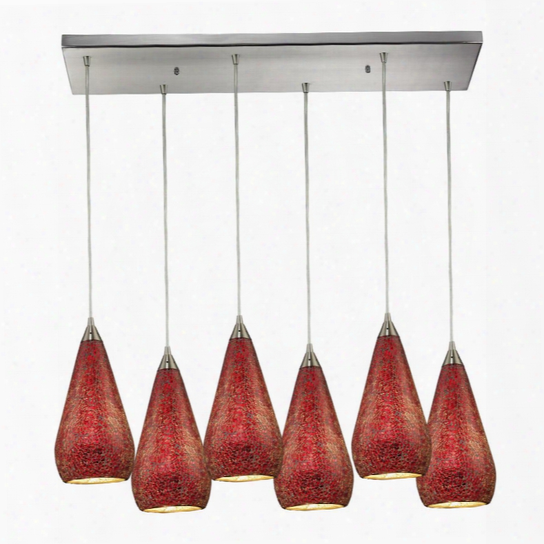 546-6rc-rby-crc Curvalo 6 Light Pendant In Satin