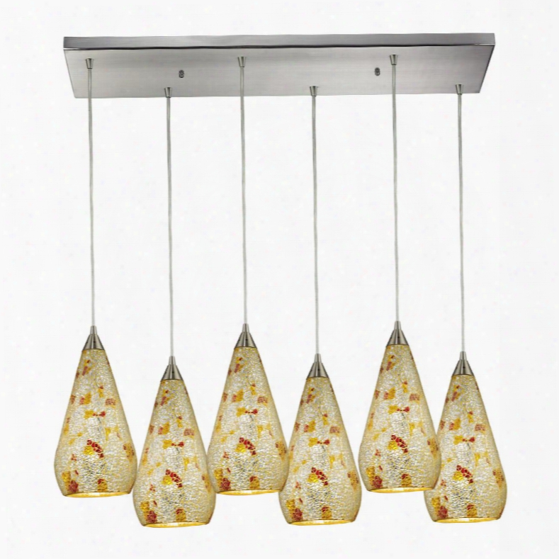 546-6rc-slvm-crc Curvalo 6 Light Pendant In Satin