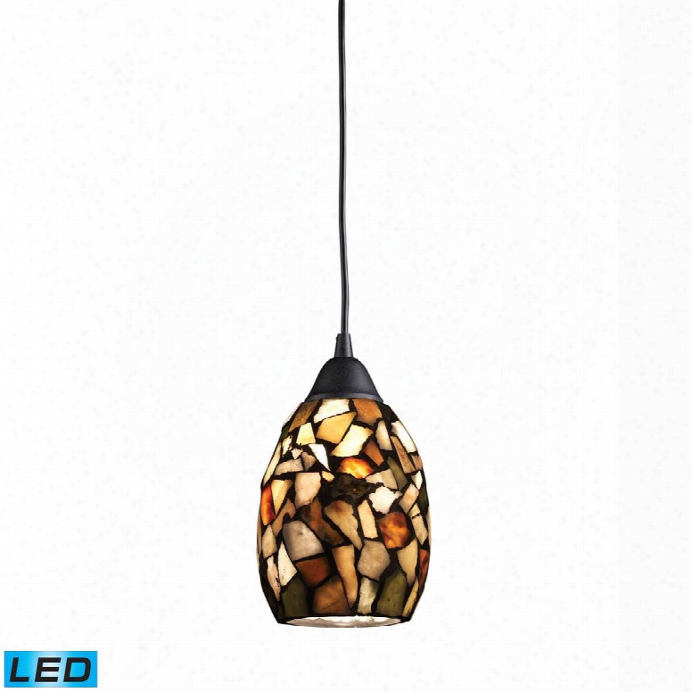 60018-1-led Trego 1-light Pendant With Multi-colored Stone In Dark Rust -