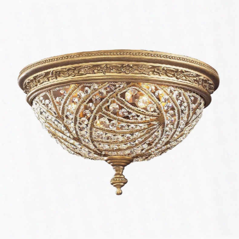 6242/4 2 Light Flush Mount In Dark Bronze And Crystal