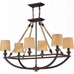 63019-6 Natural Rope 6 Light Chandelier In Aged