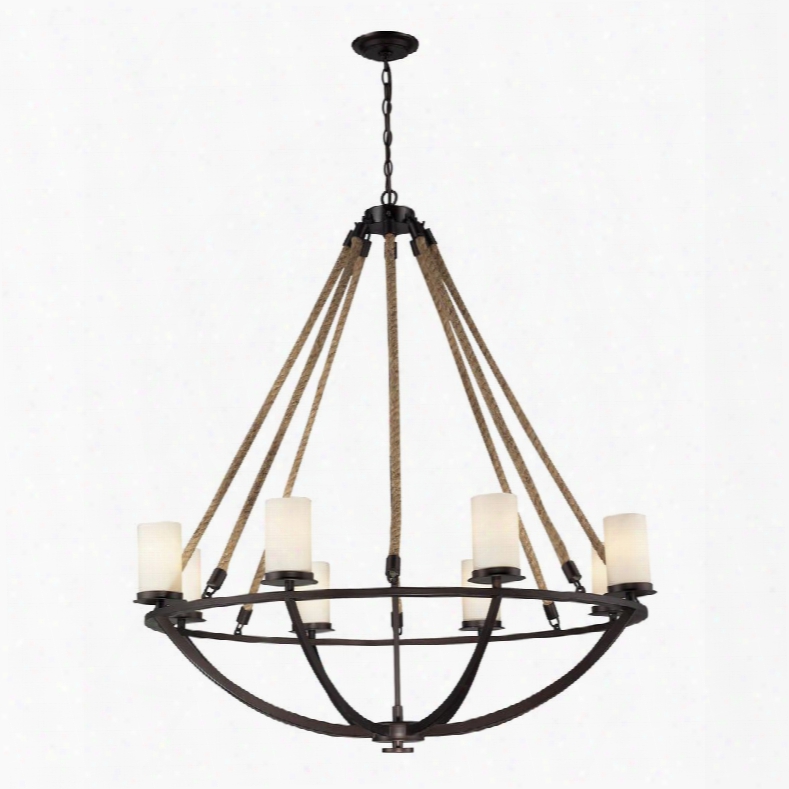 63043-8 Natural Rope 8 Light Chandelier In Aged