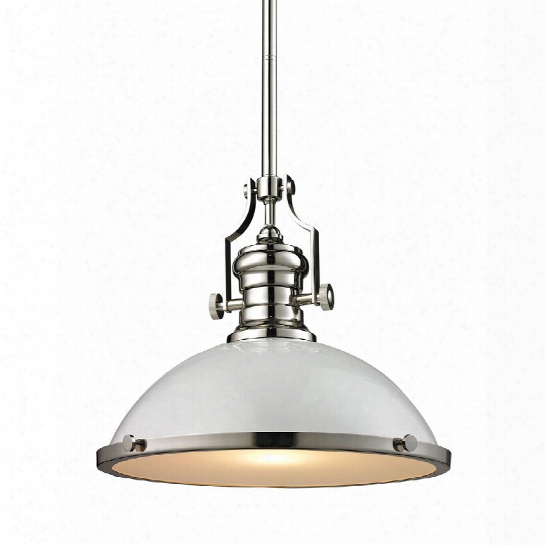 66516-1 Chadwick 1 Light Pendant In Gloss White//polished