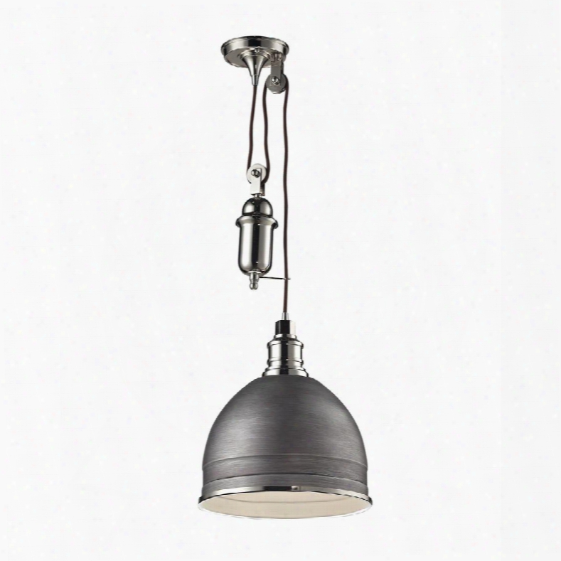 66883/1 Carolton 1 Light Pendant In Weathered Zinc/polished