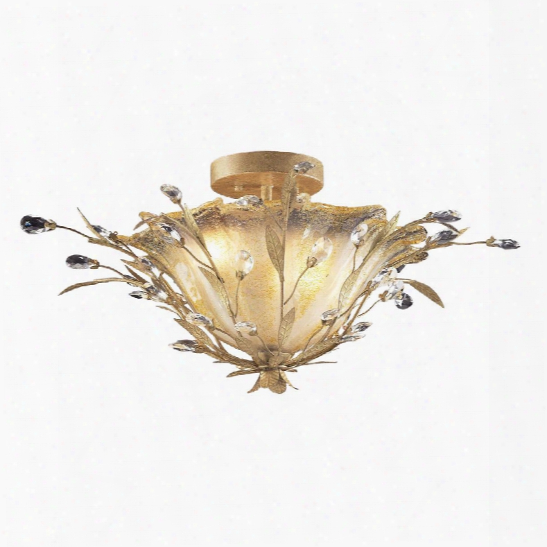 8069/2 2 Light Semi Flush In Russet Beige And Crystal