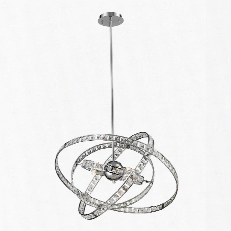 82030/6 6 Light Crystal Pendant Lamp In Clear & Chrome