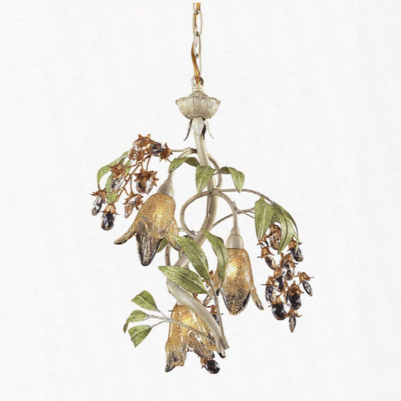 86051-la 3 Light Chandelier In Seashell And Amber Glass With Adapter