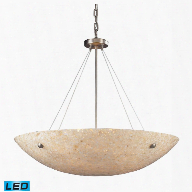 8888/8-led 8 Light Pendant In Satin Nickel And Pearl Stone -