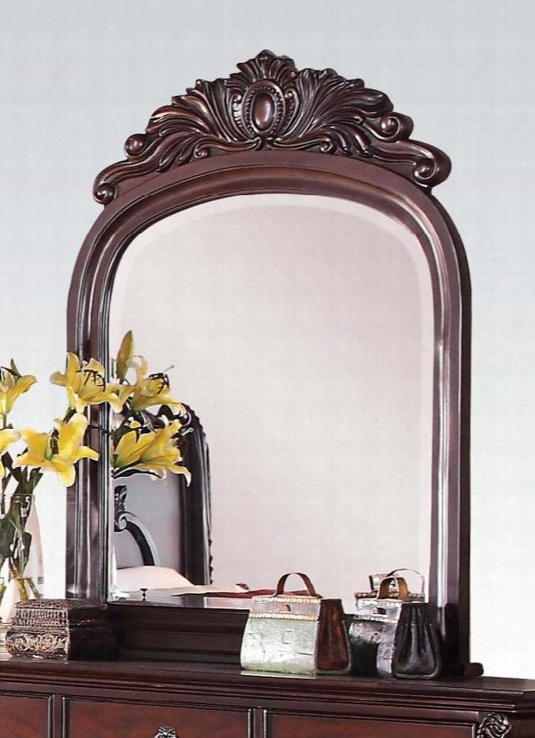 Abramson Collection 22366 47" X 49" Mirror With Beveled Edges Oval Shape And Solid Pine Wood Construction In Cherry