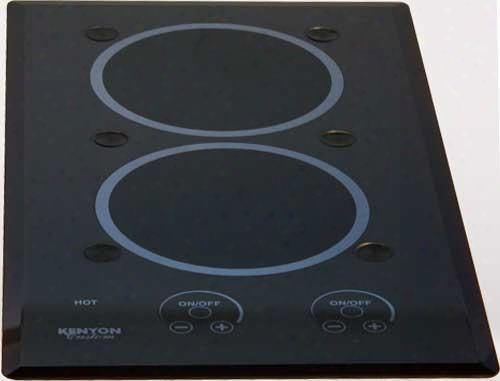 B40588pups 12" Blue Steel Series 240 Volt Electric Cooktop With 2 Elements Pop Up Potholder System Beveled-edge Digital Touch Control 8 Settings Heat