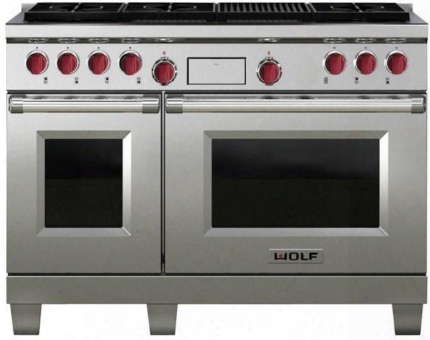 Df486clp 48" Dual Fuel Liquid Propane Range With 7 Cu. Ft. Dual Oven Total Capacity Convection Oven 6 Dual-stacked Sealed Burners Charbroiler And Cobalt