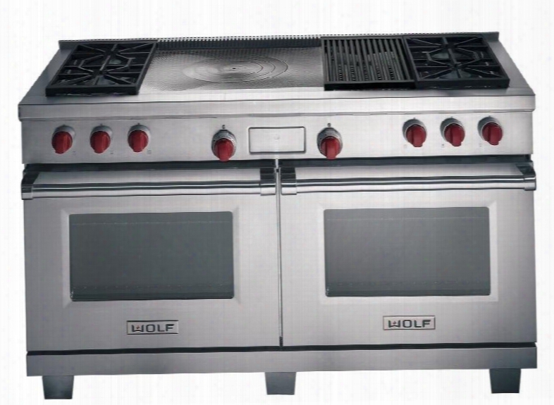 Df604cf-lp 60" Dual Fuel Range With 9 Cu. Ft. Capacity 2 Convection Ovens Liquid Propane Fueled 4 Dual-stacked Sealed Burners Infrared Charbroiler French