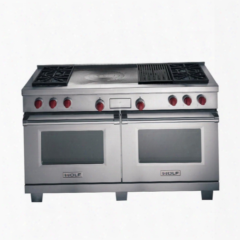 Df606cg 60" Dual Fuel Range With 9 Cu. Ft. Capacity 2x 30" Dual Convection Ovens Natural Gas Fueled 6 Dual-stacked Sealed Burners Infrared Charbroiler And