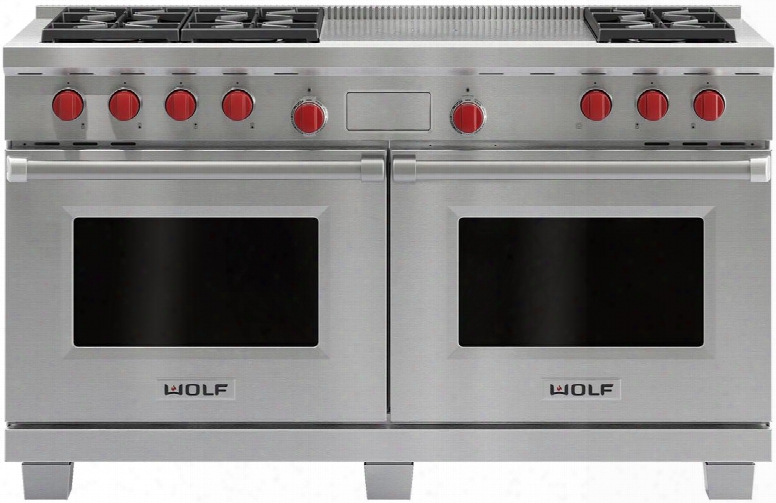 Df606f-lp 60" Dual Fuel Range With 9 Cu. Ft. Capacity 2 Convection Ovens Liquid Propane Fueled 6 Dual-stacked Sealed Burners French Top Cobalt Blue