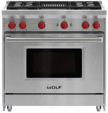 Gr364c-lp 36" Gas Range With Liquid Propane Fuel Porcelain-coated Cast-iron Continuous Burner Grates Convection Gas Oven 4 Dual Stacked Se Aled Burners And