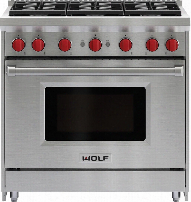 Gr366 36" Natural Gas Range With Dual-stacked Sealed Burners Large Convection Gas Oven With Infrared Broiler And Broiler Pan And Spark Ignition System: