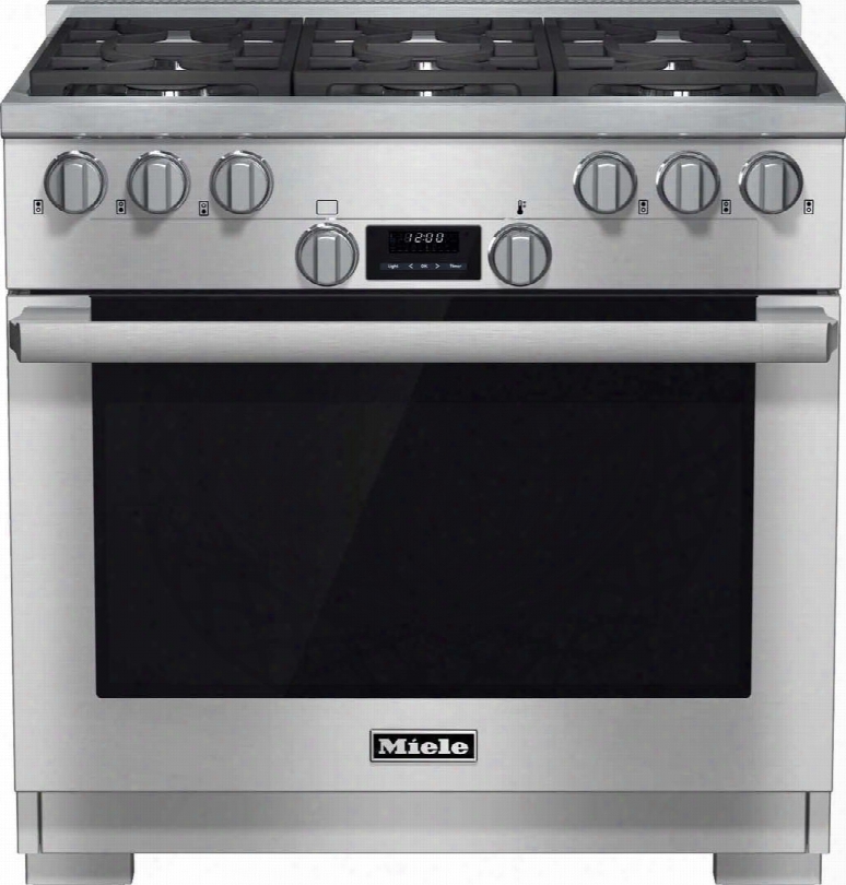 Hr1134g 36" Pro-style Natural Gas Range With 5.8 Cu. Ft. Twin Convection Fan Oven 6 Sealed M Pro Dual Stacked Burners Truesimmer Burners Self-cleaning And