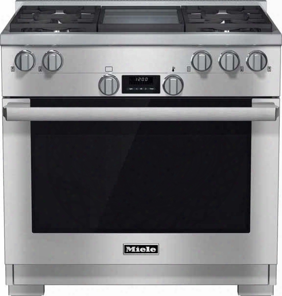 Hr1136ggd 36" Pro-style Natuural Gas Range With 5.8 Cu. Ft. Twin Convection Fan Oven 4 Sealed M Pro Dual Stacked Burners Truesimmer Burners Sel-cleaning M