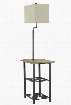 Shianne L734031 58" Tall Metal Tray Lamp with Table Attached 2 Bottom Shelves and 3-Way Switch in