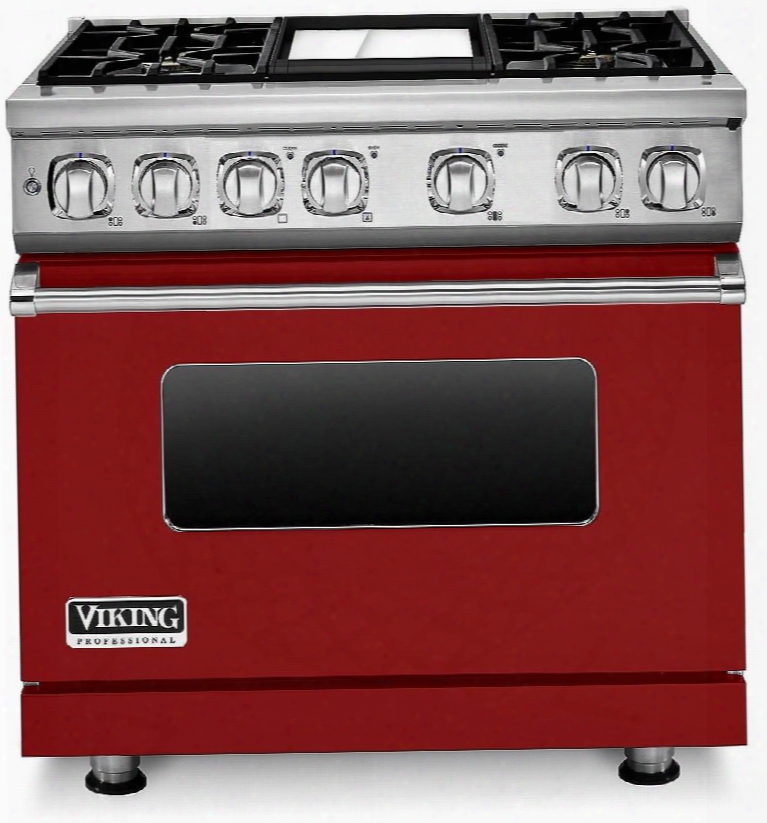 Professional 7 Series Vdr7364garlp 36" Dual Fuel Sealed Burner Range With 4 Burners Ceramic Non-stic Griddle Surespark Ignition System And Infrared Broiler