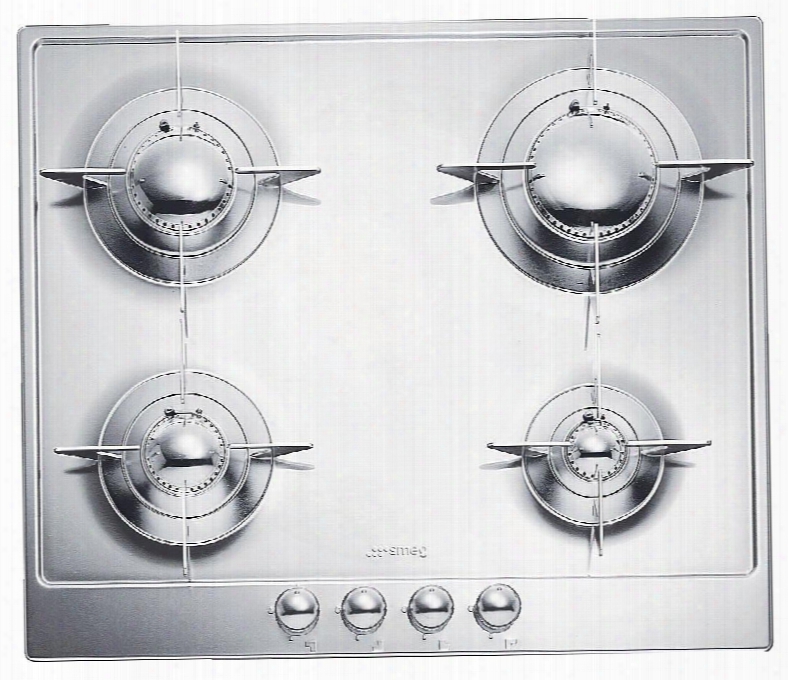 Pu64es 24" Piano Design Gas Cooktop With 4 Sealed Burners 27000 Total Btus Lp Converter Electronic Ignition "evershine" Invisible Finish And Safety Valve