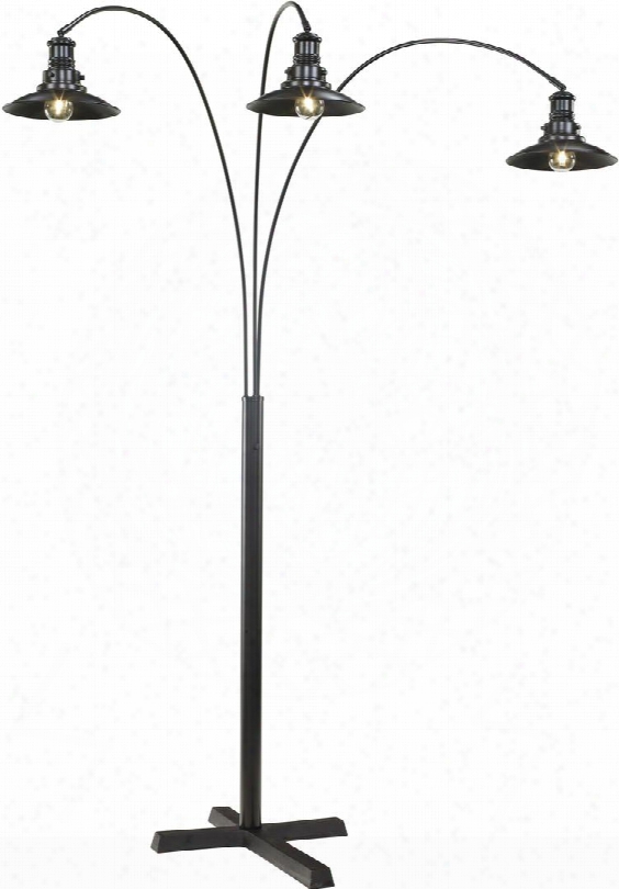 Sheriel L725059 83" Tall Metal Arc Lamp With 3 Lights Dimmer Switch And Adjustable Arm In