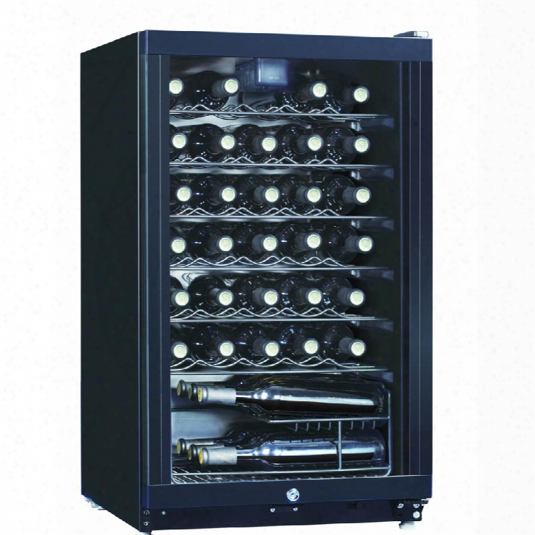 Whs-144w 3.9cf 35 Bottle Wine Cooler With Adjustable Thermostat Slide-out Adjustable Shelves Incandescence Interior Lamp And Safety See-through Door In