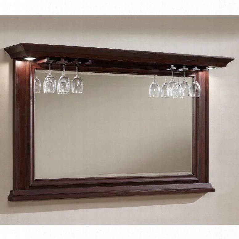 100842nav Riviera Series Mirror With Glass Stemware Holders Beveled Edge Mirror And Impressive Backlighting: