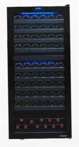 110 Bottle Dual-zone Touch Screen Wine Cooler With Dual-paned Glass Door Digital Control Panel Soft Blue Glowing Led Light And Cabinet With Security Lock