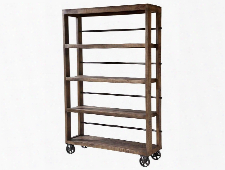 12341 Hayden Rolling Wheeled Wood Shelf With Flexible Storage And Display And Hand-painted Spice Road