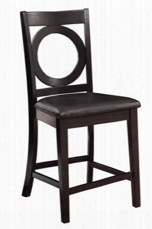 180430 Brigham Counter Stool With Open Circle Styled Back Slightly Turned Back Legs And Dark Brown Bonded Leather Seat In Cherry Finish Set Of