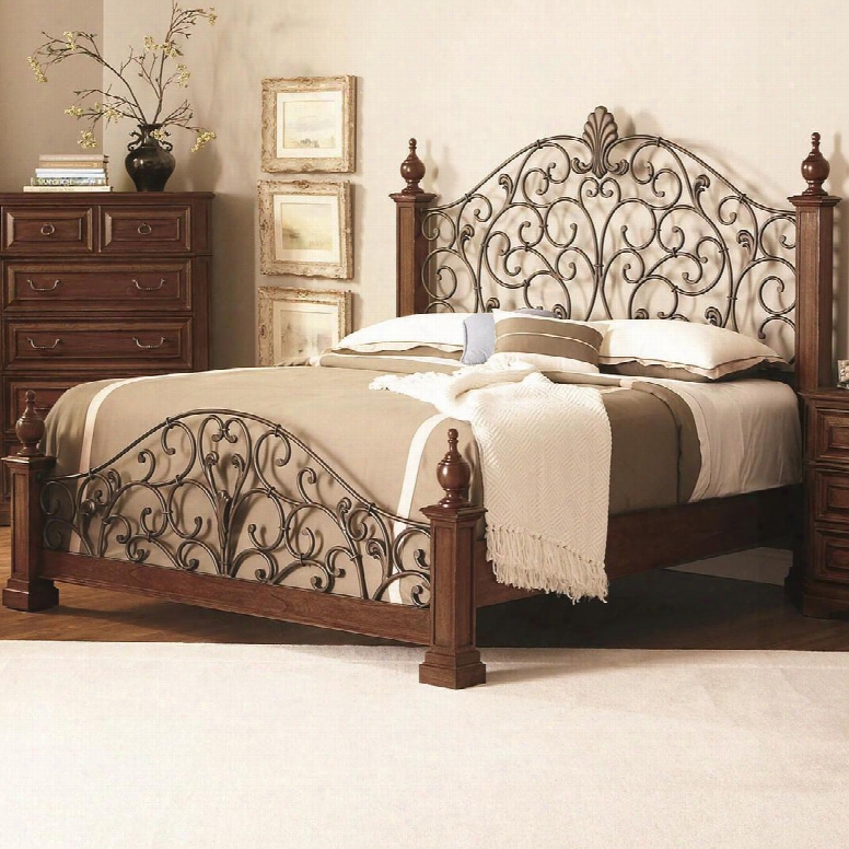 202620q Edgewood Queen Poster Bed With Scrolled Accents In