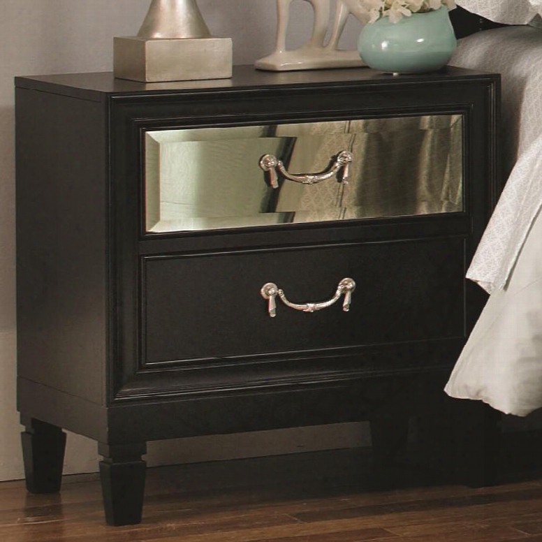 203122 Devine 2-drawer Nightstand With Beveled Mirror Panels On Top Drawers Full Extension Glides And English Dovetail Drawers In