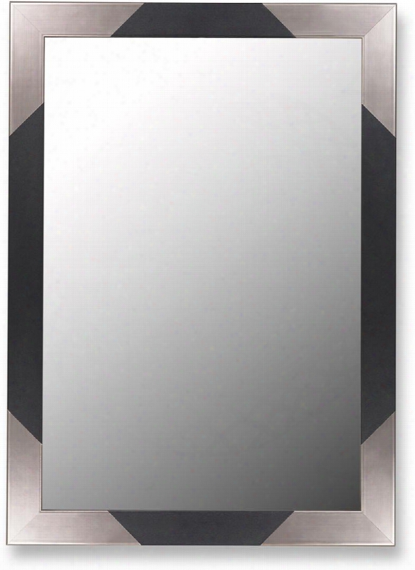 259208 Cameo 28" X 64" Beveled Mirror In Satin Black Keystones With Stainless