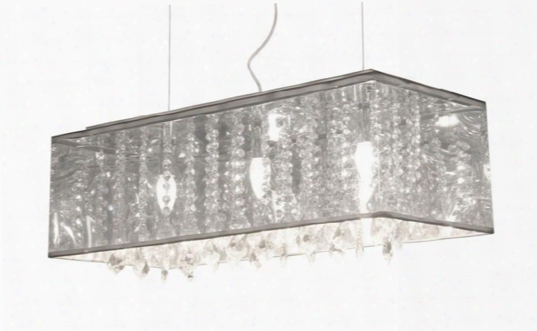 50093 39" Blast Ceiling Lamp With Dangling Crydtals And Translucent Metallic