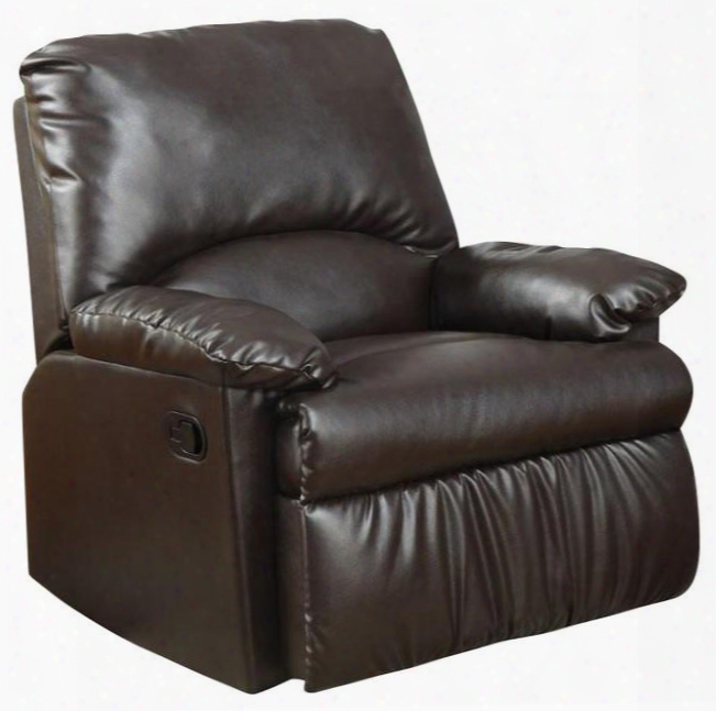 600270 Recliners Split Back Vinyl Upholstered Glider Recliner With Plush Pillow Arms Tufted Back Concealed Gllider Recliner Base And Exterior Handle In Brown