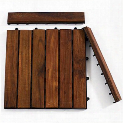 899029001613 Le Click Teak Set Of 2 End Pieces With Pin (box Contains 2 Pieces To Frame Two Loop Sides Of A Le Click Tile Oiled