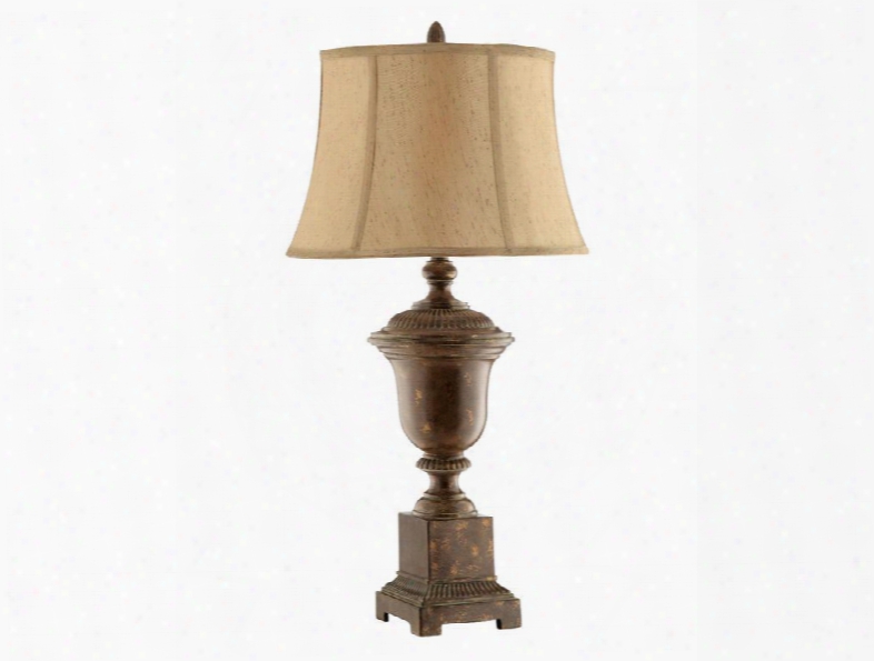 90021 Natasha Vintage Urn Table Lamp With Round Fabric