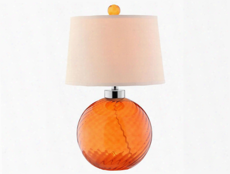 99589 Sorano Glass Table Lamp With An Ivory Hardback Shade And Matching Tangerine