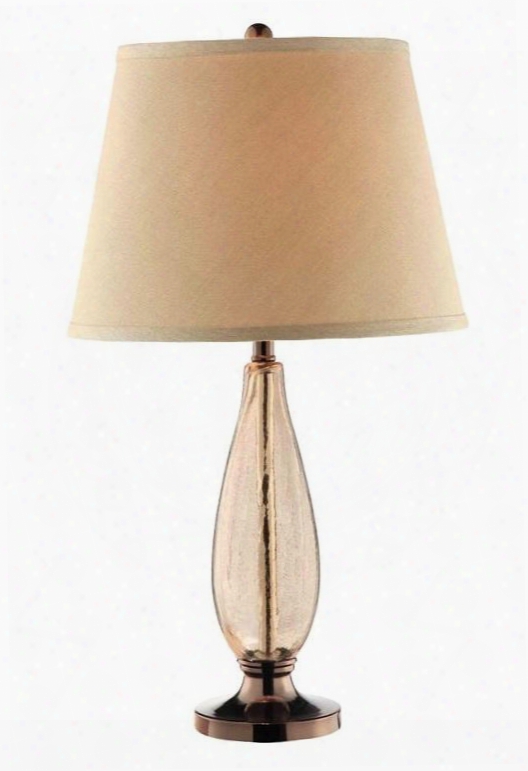 99590 Chooclate Metal And Smoke Crackle Glass Table Lamps With Cream Linen Hardback