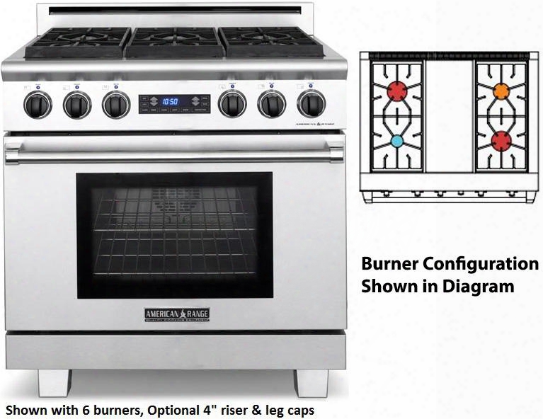 Arr-364gddfl 36" Medallion Series Dual Fuel Range With 5.3 Cu. Ft. Oven Capacity 4 Sealed Burners 3 Size Burners 11" Griddle Self-cleaning And Programmable