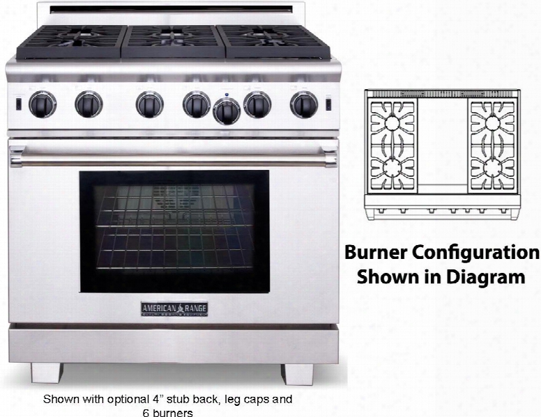 Arr-436gdl 3 6" Cuisine Series Gas Range With 5.3 Cu. Ft. Oven Capacity 4 Sealed Burners 11" Griddle Convection Oven With Infrared Broiler In Stainless