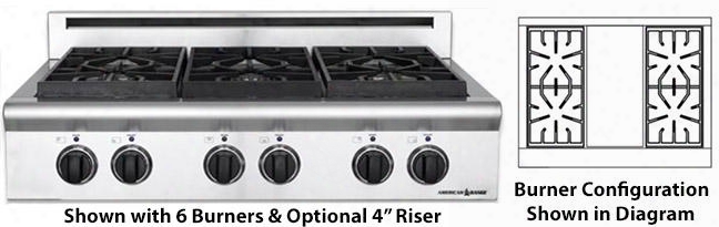 Arsct-364gdl 36" Legend Series Slide In Gas Rangetop With 4 Sealed Burners 11" Griddle Automattic Electronic Ignition And Commercial Grade Cast Iron Grates In