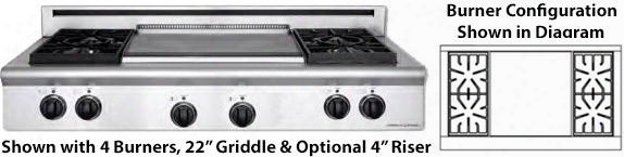 Arsct-4842gdl 48" Legend Series Slide In Gas Rangetop With 6 Sealed Burners 22" Griddle Automatic Electronic Ignition And Commercial Grade Cast Iron Grates